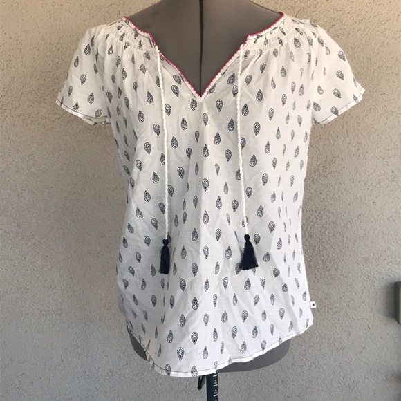 Lucky Brand Tops - Lucky brand white boho peasant tassel leaf shirt